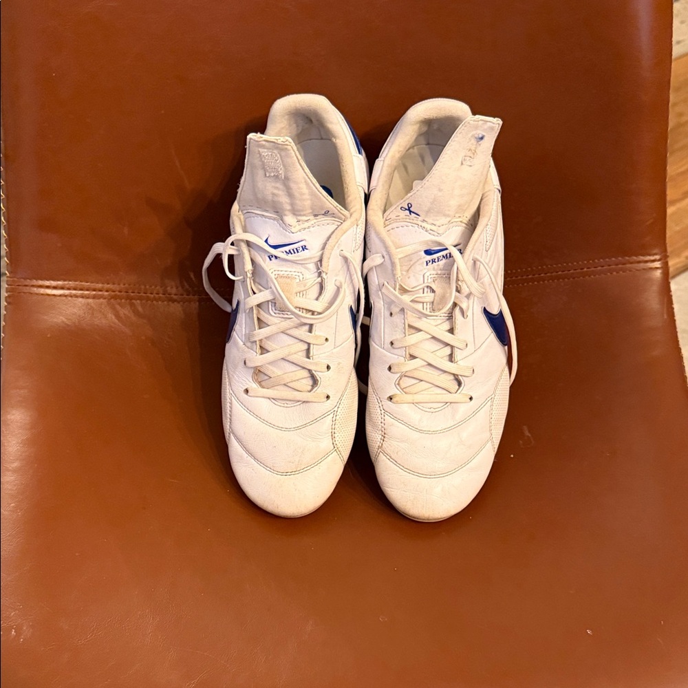 Nike White and Blue Soccer Cleats